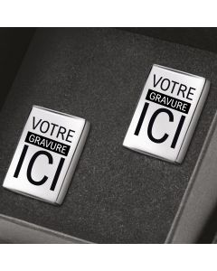 Boutons de manchette gravé argent rectangle